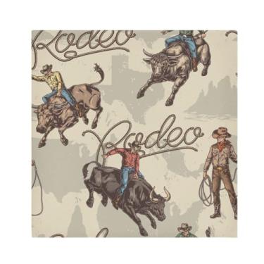 Imagem de Exnundod Conjunto De 6 Guardanapos Pano Com Estampa Rodeio Cowboys, Estilo Faroeste, Laváveis, Para Jantar, Recepção Casamento, Cozinha, Mesa Decoração Festa Fim Ano, 20X20"