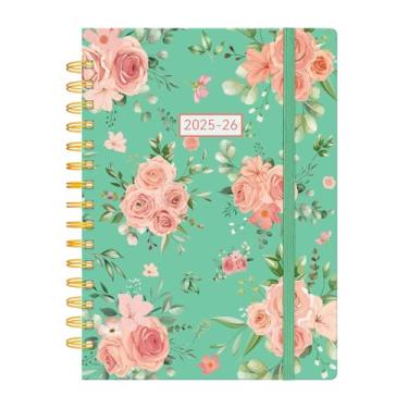 Imagem de Agenda 2025-2026, planejadores acadêmicos de julho de 2025 a junho de 2026, agenda semanal e mensal com encadernação espiral, agenda diária AIMPEAK para mulheres, abas mensais, bolso interno, floral