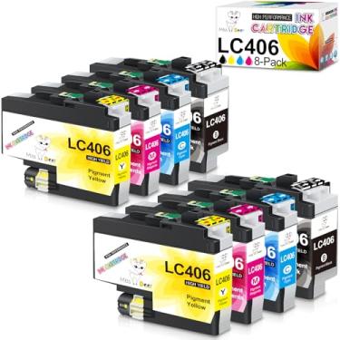 Imagem de Miss Deer Cartuchos de tinta LC406, pacote com 8, substituição compatível para Brother LC 406 LC406XL para MFC-J4335DW MFC-J4345DW MFC-J4535DW MFC-J5855DW MFC-J5955DW MFC-J6555DW MFC-J6955DW