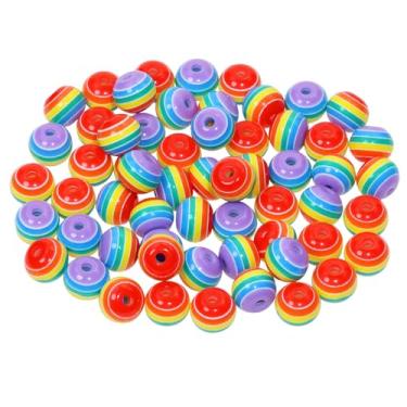 Imagem de Tupalizy Contas de arco-íris de 8 mm pequenas contas de orgulho de plástico pequenas espaçadores listrados coloridos para pulseiras, fabricação de joias, chaveiro, colar, brinco, faça você mesmo