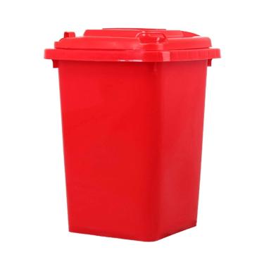 Imagem de Lixeiras Externas Com Tampa Lata Lixo Comercial Plástico Grande Capacidade Lata Lixo Cilíndrica Longa Para Triagem Externa(Red,50L)