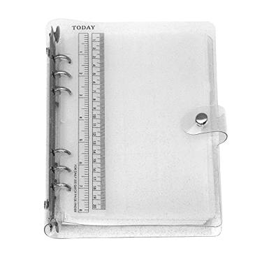 Imagem de A6 A5 6 furos, capa colorida de PVC com anel redondo e fecho de botão de pressão, pasta de arquivo para protetores de folhas soltas, refil de caderno (Starry Sky, combo A5)