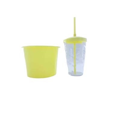Imagem de 34 Kits Cineminha Balde 1,5 Litros +copo Twister 500ml (transp. com TAMPA Amarelo Bebê)