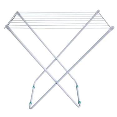 Imagem de Varal de Chão Portátil, Branco, 80 x 80 x 50cm, Suporta até 8kg, Retrátil