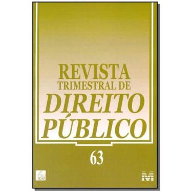 Imagem de Revista Trimestral De Direito Publico Ed. 63