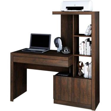 Imagem de Escrivaninha Estante Para Escritório 2 Portas 1 Gaveta Rústico - TECNO