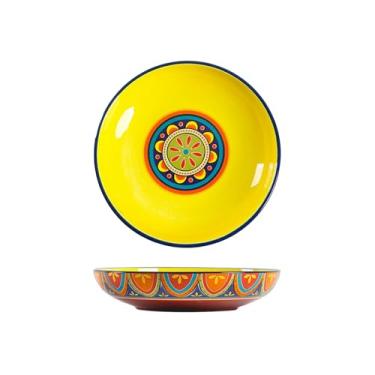 Imagem de TROSIQUANJIA Home Creative Underglaze Color Delicado e Prático Prato de Sopa de Cerâmica e Vegetais - Prato de 22 cm de Profundidade - Vermelho