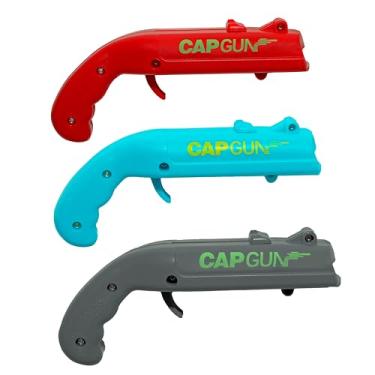 Imagem de Abridor de garrafa Cap Gun, lançador, atirador, arma divertida, abridor de cerveja criativo para beber, jogo, festa familiar, bar ao ar livre (3, vermelho-azul-cinza)