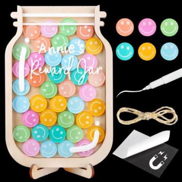 Imagem de Frasco de recompensa vinatimes DIY Name 45 Tokens Smiley Face Kids