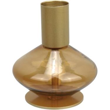 Imagem de CASTIÇAL PORTA VELA DECORATIVO HOME&CO VIDRO 8x7x7cm ÂMBAR