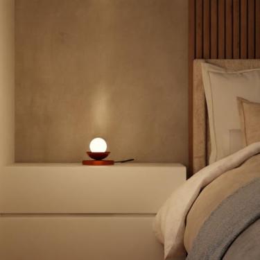 Imagem de Abajur Luminaria De Mesa Decorativa Quarto Dormitorio Casal Cabeceira Cama Lampada Inlcuso (Cobre Globo Transparente)