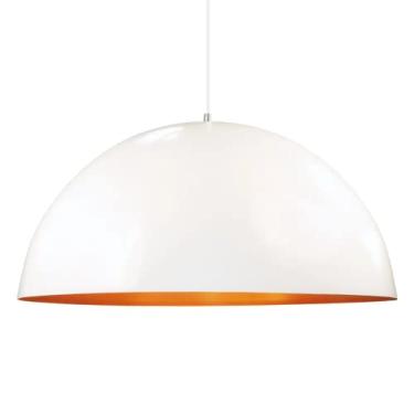 Imagem de Pendente Meia Lua Lustre Onix 40cm Branco Com Cobre