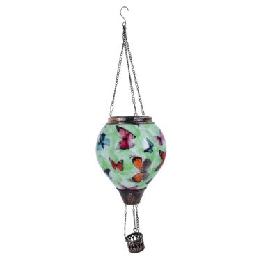 Imagem de Bothyi Lanterna solar de balão de ar quente com suporte para velas, lâmpada decorativa à prova de intempéries movida a energia solar para decoração de pátio, Style F