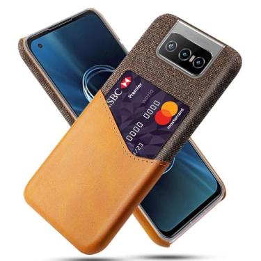 Imagem de Capa para Asus Zenfone 8 Flip,Tela e tampa de couro PU,Antideslizante,360°cobertura completa à prova de choque com 1 slot de cartão atrás,Prevenção de queda-Brown