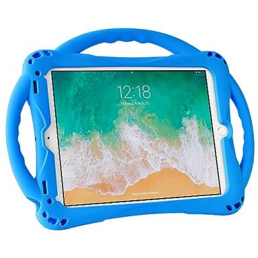 Imagem de Adocham Capa infantil para iPad de 9,7 polegadas com suporte, alça e alça - capa de silicone à prova de choque para iPad Air/Air 2 (azul)