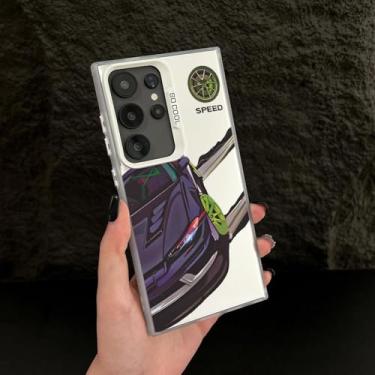 Imagem de MVVKKY para Samsung A56 Moda Esportes Carro Telefone Capa Pc Prata Revestimento Rígido Capa (para Samsung A56/Branco ZiChe)