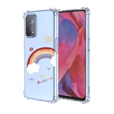 Imagem de EUAGVQY Capa para Oppo A54 5G Oppo A74 5G Oppo A93 5G, CPH2195 Padrão Arco-íris Transparente À Prova de Choque Amortecedor TPU Macio Anti-Riscos Capa Protetora para Oppo A54 5G (Arco-íris)