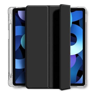 Imagem de Capa Para iPad 9ª 8ª 7ª 10.2" Com Suporte Para Caneta Proteção Total Anti Impacto Tampa Magnética Fundo Transparente Capa ipad 9 (Preto)