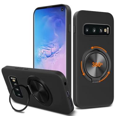 Imagem de Nijiadi Capa de celular compatível com Samsung Galaxy S10, suporte de anel giratório de 360° com suporte/suporte de silicone TPU Silm Fit capa protetora à prova de choque para Samsung Galaxy S10