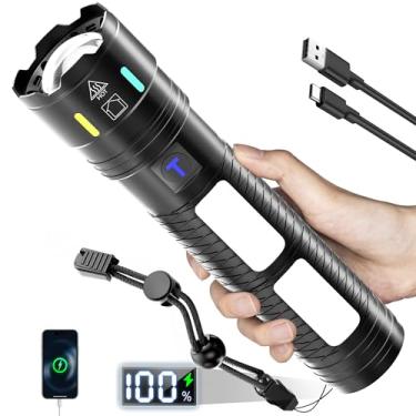 Imagem de Lanternas recarregáveis 990.000 lúmens altos, luz de flash super brilhante de longo alcance 1,524 m, 4 modos com lanterna tática piscante de LED vermelho, lanterna de alta potência farol alto para