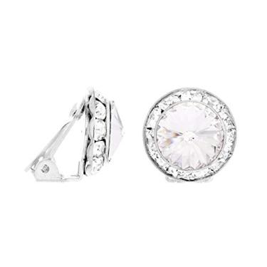 Imagem de Rosemarie & Jubalee Brincos femininos atemporais clássicos com clipe feitos com cristais Swarovski, 15 mm-20 mm, 15mm, Vidro, cristal