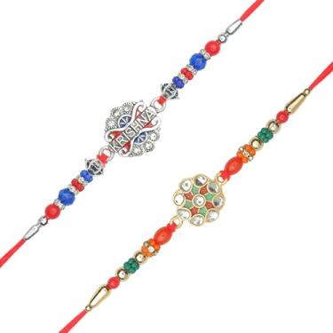 Imagem de Conjunto de 2 pulseiras de fio Rakhi para irmão para Bhai Bhabhi Bhaiya veera Raksha Bandhan Dora Conjunto de pulseiras com pacote de vale-presente Rakhi para irmão irmã indiano tradicional festival
