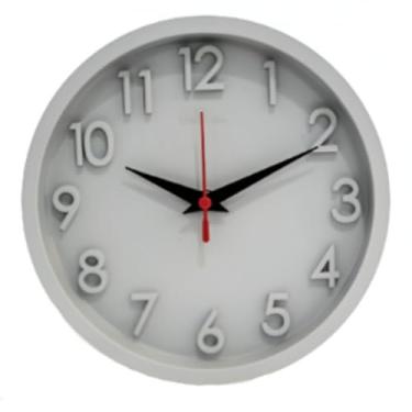 Imagem de Relógio de Parede 3D com Mecanismo Step Silencioso - Ideal para Cozinhas, Escritórios e Quartos (Cinza)