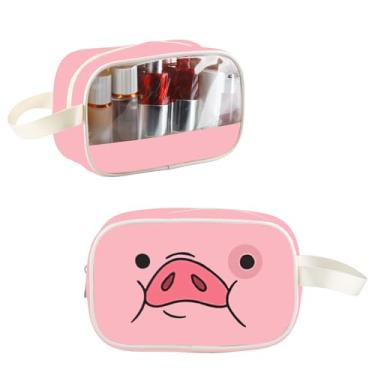 Imagem de TOBGBE G Falls Anime Gifts W The Pig Bolsa de maquiagem transparente animação programa de TV presente personagem de desenho animado organizador de maquiagem portátil, W The Pig Clear MB