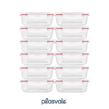 Imagem de Conjunto 12 Potes 640ml Vidro Hermético 4 Travas Marmita - Le Bianco