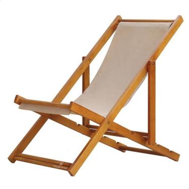 Imagem de Cadeira Espreguiçadeira Dobrável sem Braço Madeira Maciça Envernizada 