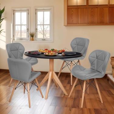 Imagem de Kit 4 Cadeiras Charles Eiffel Slim Wood Estofada (Cinza)