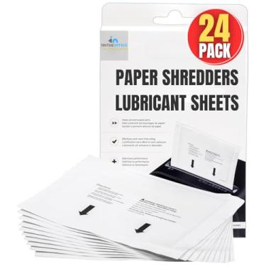 Imagem de 1InTheOffice Folhas de lubrificante para trituradores de papel 14 x 6 cm, folhas de lubrificação e afiação de trituradores, folhas de limpeza de triturador, pacote com 24