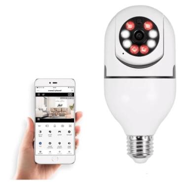 Imagem de Câmera IP Lâmpada LED WiFi 1080p, Giratória 355°, Visão Noturna Colorida, E27