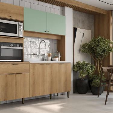 Imagem de Cozinha Compacta 200cm X 185cm Flórida Capuccino/Menta