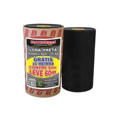 Imagem de Lona Preta 4x60m 15kg Proteção Construções Reformas, Impermeabilização