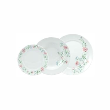 Imagem de Serviço de Baixela 18 Peças em Porcelana, Modelo Izabel, com Saliência nas Extremidades, Decoração Tereza, Porcelana Schmidt
