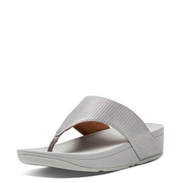 Imagem de FitFlop Sandália feminina com textura de oliva Glitz bico anabela, Prata, 10