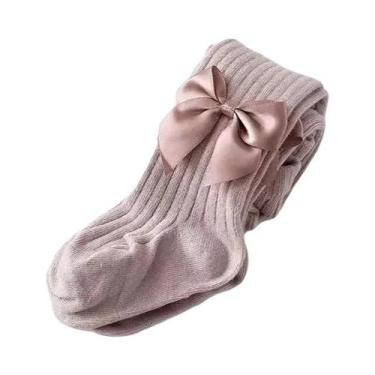 Imagem de Meia-Calça Infantil de Algodão com Laço - Cintura Alta para Bebês e Me