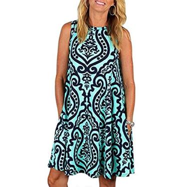 Imagem de Tanst Sky Vestidos de verão para mulheres 2025 casual sem mangas vestido regata mini solto saída de praia com bolsos, B - azul claro, G