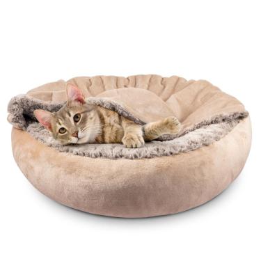 Imagem de Cama para animais de estimação JOEJOY Small Dog Cat com cobertor com capuz de 23 polegadas