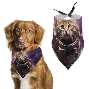 Imagem de Cachecol triângulo de poliéster estampado A Cat in Outer Space - Tamanho único (70 x 30 cm)