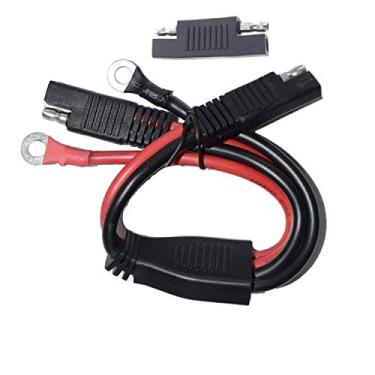 Imagem de LIXINTIAN Cabo de carregamento de bateria 3 em 1, SAE para SAE e conectores de terminal de anel O, cabo SAE de desconexão rápida 10AWG para motocicletas, carros, etc. -1 pés/30 cm