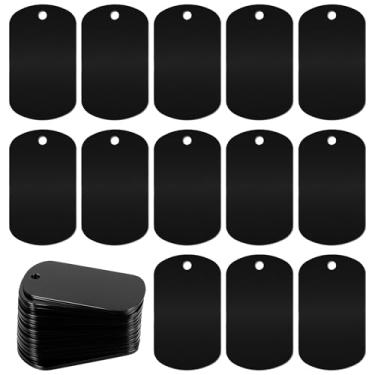 Imagem de 25 peças de etiquetas de metal pretas de alumínio em branco carimbando placas de cachorro para gravação de alumínio carimbando espaços em branco chaveiro placa de cachorro placas em branco - 50 x 29 x