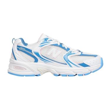 Imagem de New Balance Tênis Oxford masculino/feminino, Azul/Rosa/Branco, 8 Women/6.5 Men
