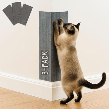 Imagem de Tapete arranhador para gatos (pacote com 3), 50 cm x 29 cm, suporte de parede para gatos, suporte de parede para gatos e proteção de sofá (cinza escuro)
