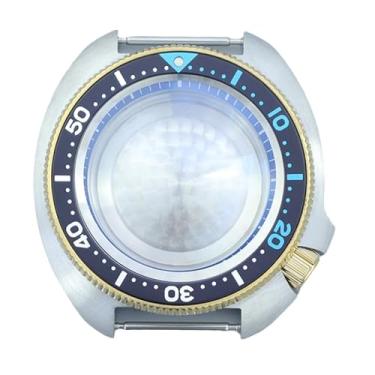 Imagem de FEIYASHI Caixa de relógio dourada PVD de vidro safira de luxo de 44 mm moldura de alumínio de aço inoxidável para peças de movimento NH35 NH34/36, NH35 NH34/36/38 Movimento + anel capítulo azul 5