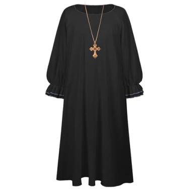 Imagem de Rrlihjgu Traje De Padre Para Homem,Fantasia Clérigo Halloween | Vestuário Religioso De Inspiração Gótica Para Mulheres Adultas Na Idade Média Para Rituais Batismais Casamentos Na Igreja E Fantasia De