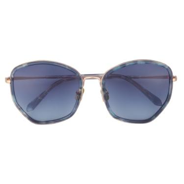 Imagem de Óculos de sol grandes de acetato femininos, armação grande, estilo borboleta, proteção UV400, 02 azul, BH01