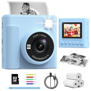 Imagem de TIATUA Câmera De Impressão Instantânea Infantil, Presentes De Natal E Aniversário Para Meninas E Meninos, Câmera Digital Infantil De Vídeo Hd 1080P Com Papel Para Impressão E Cartão 32G, Brinquedo