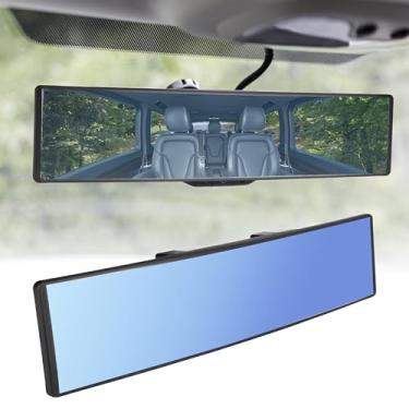 Imagem de Espelho retrovisor, espelho retrovisor universal de 30,5 cm de largura, espelhos retrovisores panorâmicos convexos, espelhos Broadway estendidos antirreflexo, acessórios de espelho retrovisor para
